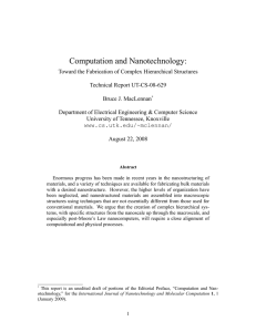 Computation and Nanotechnology: