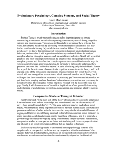 Evolutionary Psychology, Complex Systems, and Social Theory Bruce MacLennan