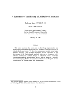 A Summary of the History of AI Before Computers