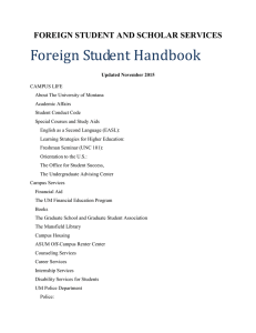 Foreign Student Handbook FOREIGN STUDENT AND SCHOLAR SERVICES