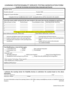 LEARNING CENTER/DISABILITY SERVICES TESTING MODIFICATION FORM
