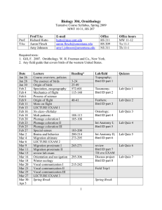 Biology 304, Ornithology