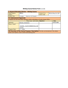 MCLL  MCLLG/Eng/LS 338 cinema    Survey of French