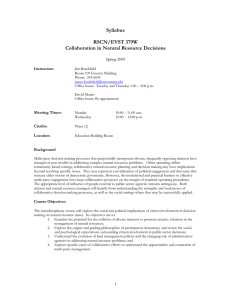 Syllabus  RSCN/EVST 379W Collaboration in Natural Resource Decisions