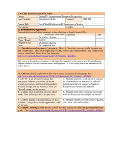 I. ASCRC General Education Form Group Group IX: American and European Perspectives Dept/Program