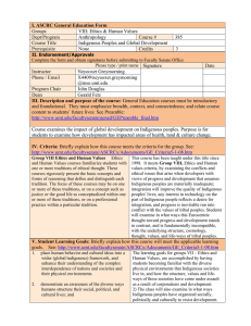 I. ASCRC General Education Form Groups VIII: Ethics &amp; Human Values Dept/Program Anthropology