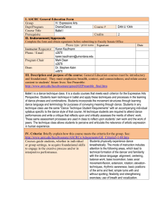 I. ASCRC General Education Form IV: Expressive Arts Group Drama/Dance