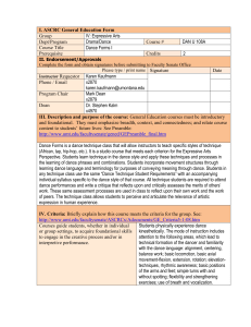 I. ASCRC General Education Form IV: Expressive Arts Group Drama/Dance