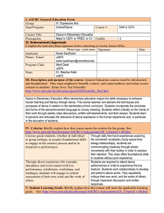 I. ASCRC General Education Form IV: Expressive Arts Group Drama/Dance