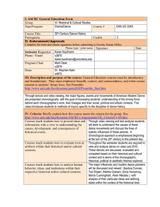 I. ASCRC General Education Form VI: Historical &amp; Cultural Studies Group Drama/Dance