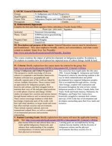 I. ASCRC General Education Form Groups X: Indigenous and Global Perspectives Dept/Program Anthropology