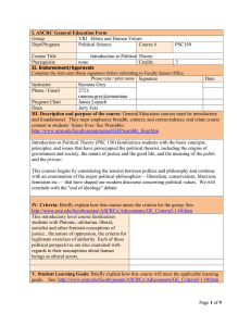 Group VIII   Ethics and Human Values Dept/Program Political Science