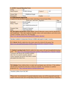 I. ASCRC General Education Form Group XI Dept/Program Wildlife Biology