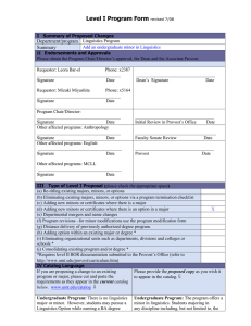 Level I Program Form  Department/program Summary