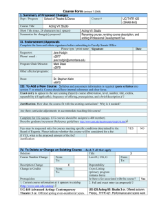 Course Form  School of Theatre &amp; Dance UG THTR 425