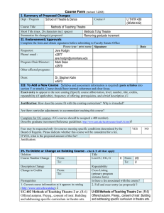 Course Form  School of Theatre &amp; Dance U THTR 438