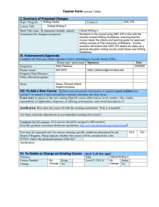 Course Form  I. Summary of Proposed Changes Dept / Program