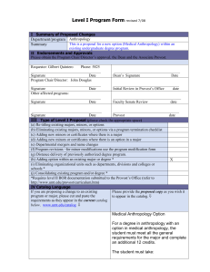 Level I Program Form  Department/program Summary