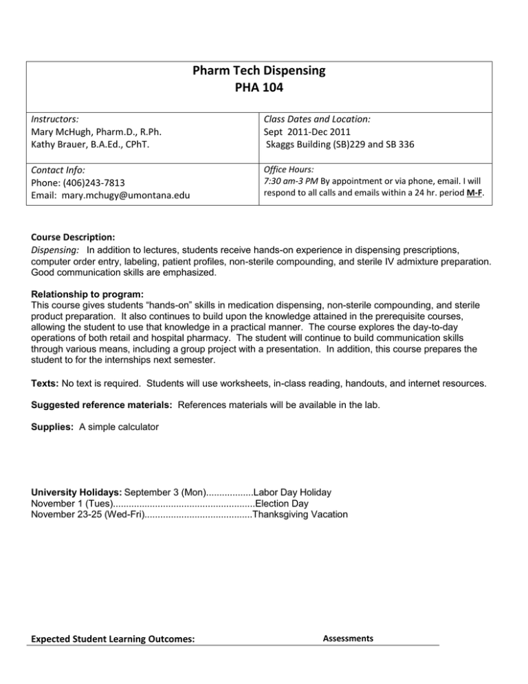 Pharm Tech Dispensing PHA 104