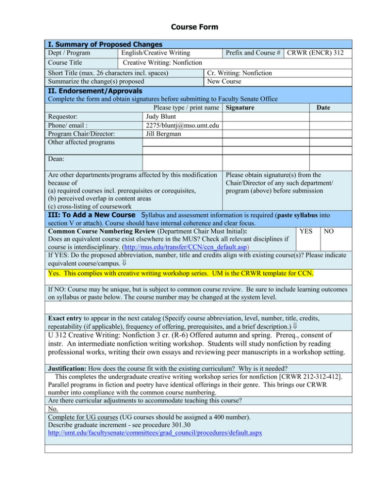 Course Form