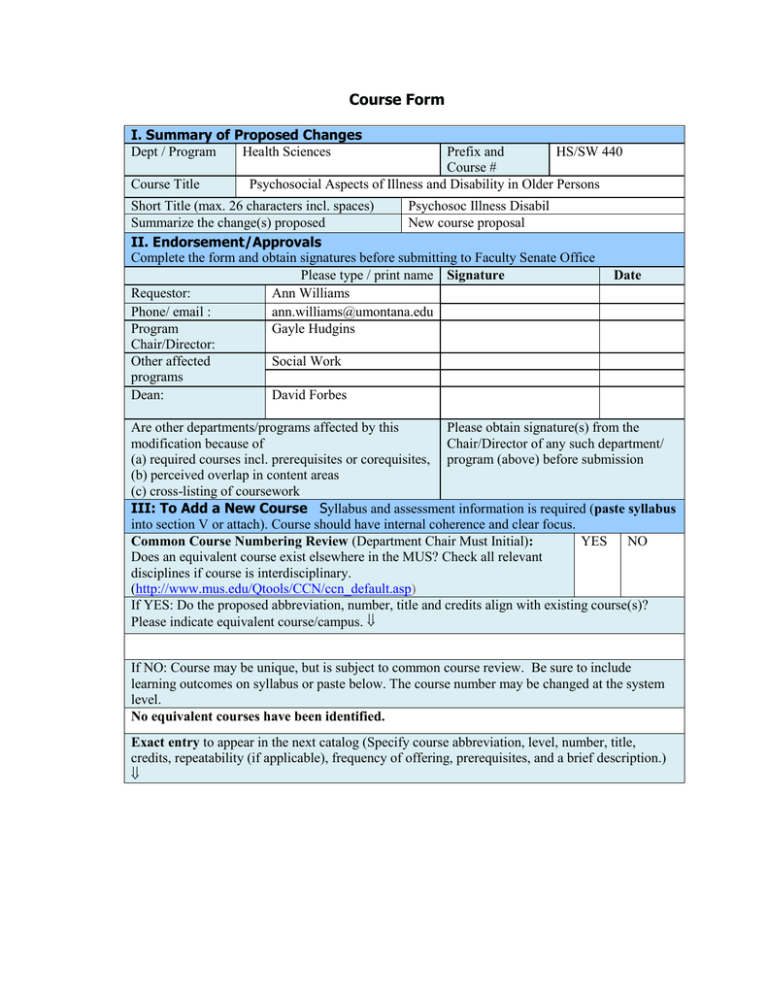 Course Form