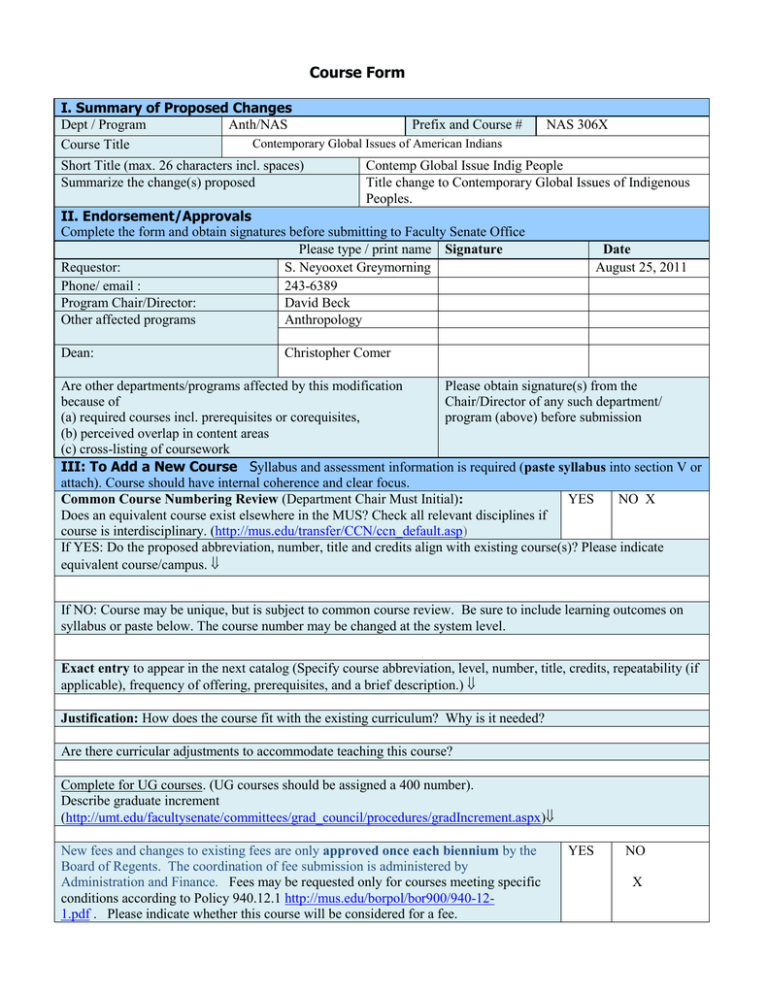 Course Form