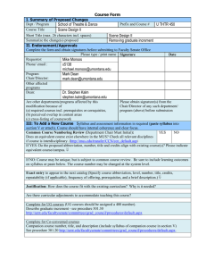 Course Form School of Theatre &amp; Dance U THTR 450 Scene Design II