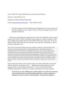 Course: HHP 475E: Legal and Ethical Issues in the Exercise... Instructor: Charles Palmer, Ed. D.