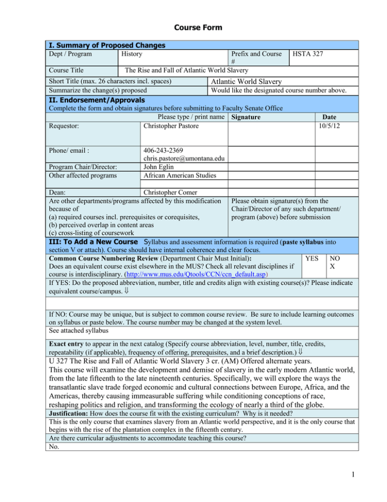 Course Form