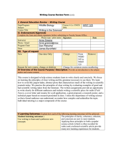 Wildlife Biology WRIT 325 Writing in the Sciences*