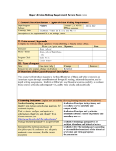 History I. General Education Review – Upper-division Writing Requirement HSTA 419