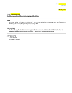 ITEM  XXX-XXX-XXXXX Tier I Energy Auditor / Commissioning Agent Certificate THAT