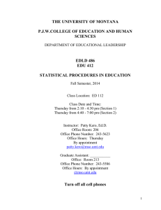 THE UNIVERSITY OF MONTANA  P.J.W.COLLEGE OF EDUCATION AND HUMAN SCIENCES