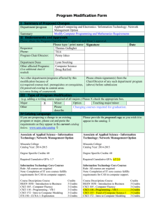 Program Modification Form  Department/program Summary