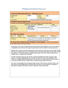 Writing Course Review Form I. General Education Review – Writing Course ENST