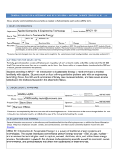 GENERAL EDUCATION ASSESSMENT AND REVIEW FORM  – NATURAL SCIENCE... Please attach/ submit additional documents as needed to fully complete... I.  COURSE INFORMATION