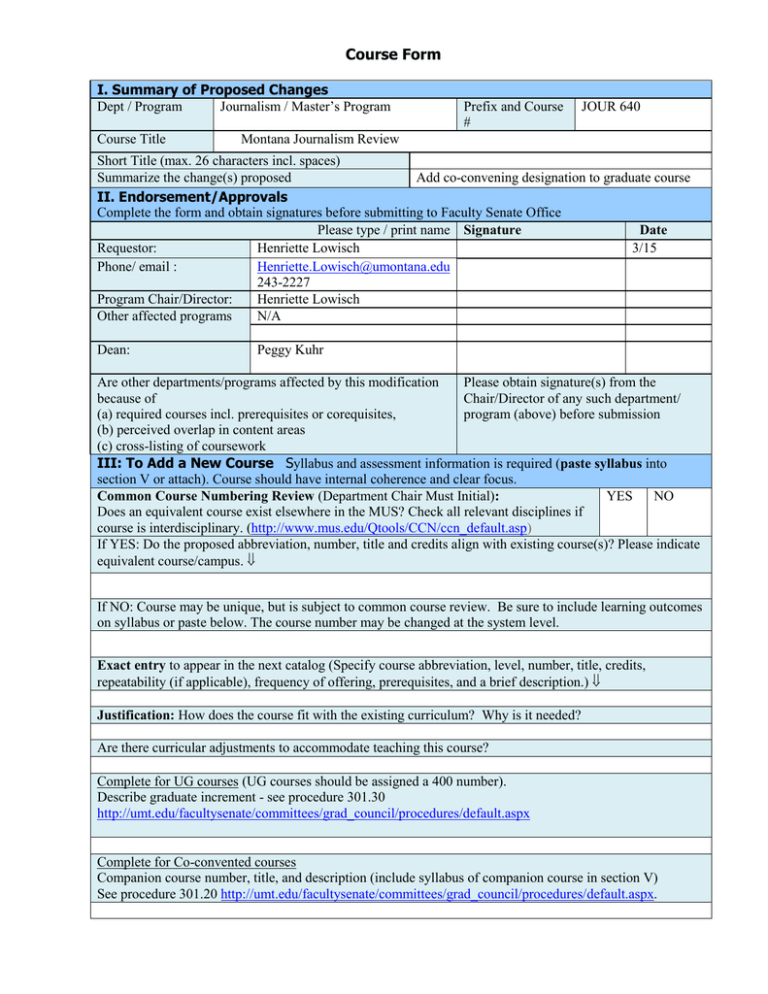 Course Form