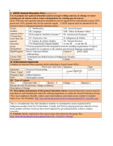 0  Use to propose new general education courses (except writing courses),... existing gen ed courses and to remove designations for existing...