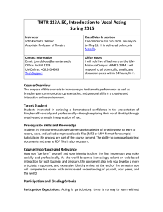 THTR 113A.50, Introduction to Vocal Acting Spring 2015