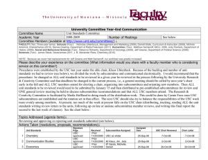 Committee Name Unit Standards Committee Academic Year