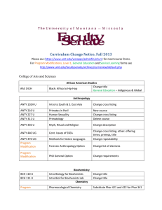 Curriculum Change Notice, Fall 2013