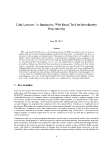 CodeAssessor: An Interactive, Web-Based Tool for Introductory Programming June 22, 2012