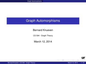 Graph Automorphisms Bernard Knueven March 12, 2014 CS 594 - Graph Theory