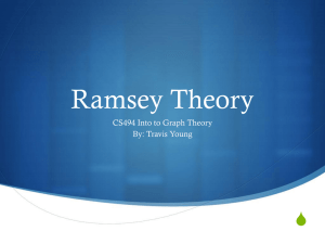 Ramsey Theory S CS494 Into to Graph Theory By: Travis Young