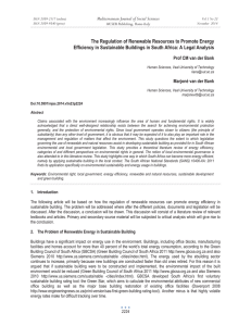 The Regulation of Renewable Resources to Promote Energy