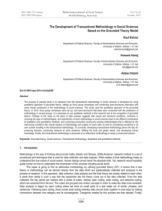 The Development of Transactional Methodology in Social Sciences Rauf Rahimi