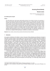 Anchoring Ubuntu Morality Mediterranean Journal of Social Sciences Moeketsi Letseka MCSER Publishing, Rome-Italy