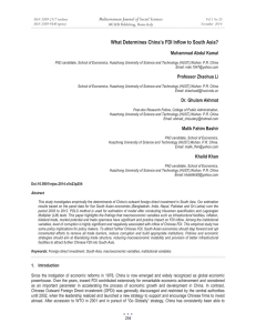 What Determines China’s FDI Inflow to South Asia? Muhammad Abdul Kamal