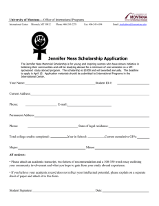Jennifer Ness Scholarship Application University of Montana—