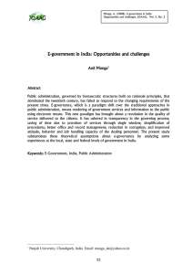 E-government in India: Opportunities and challenges  Anil Monga